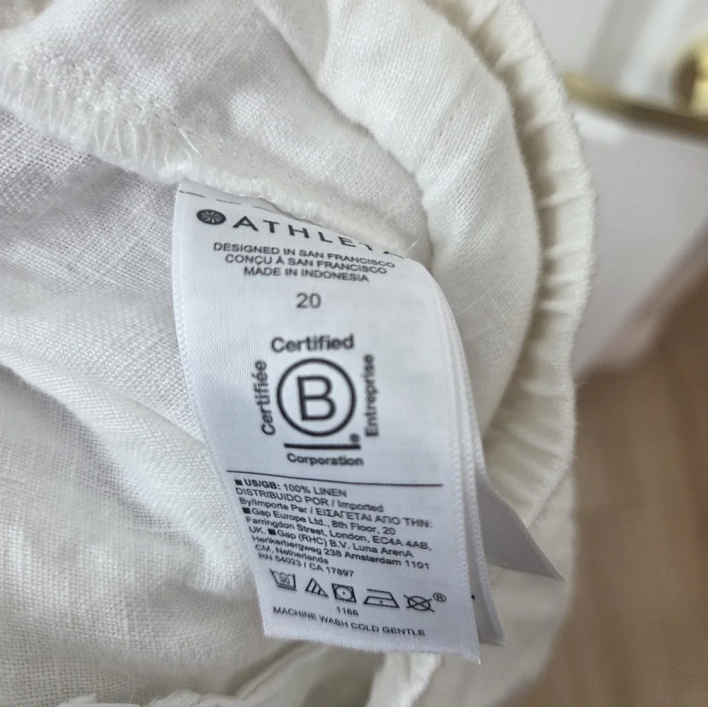 Athleta Retreat Linen High Rise Wide Leg Pants White Size 20 - Picture 5 of 6